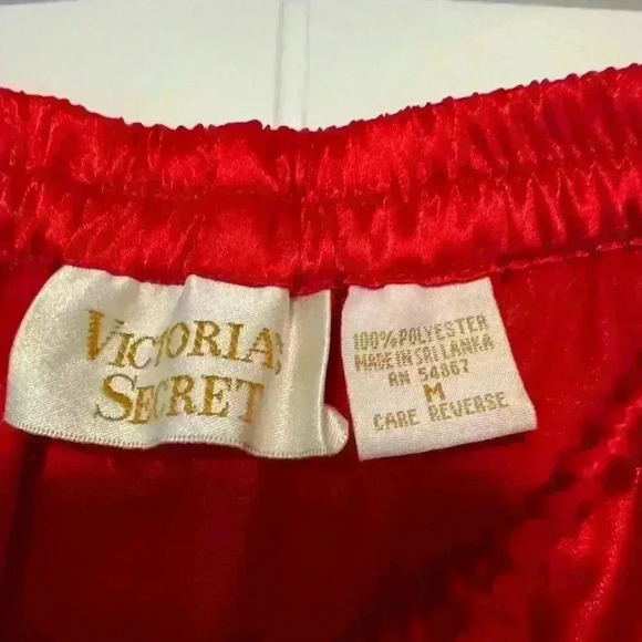 Vintage VICTORIAS SECRET GOLD LABEL RED SATIN PAJAMA pant only  Medium - Picture 4 of 5